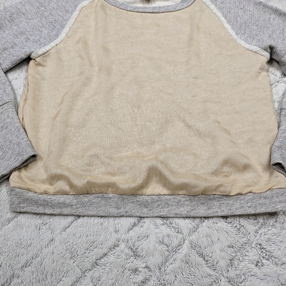 Sundance Sweatshirt Women's Medium Gray Tan Cotton Silk Crewneck Raglan - Picture 3 of 7